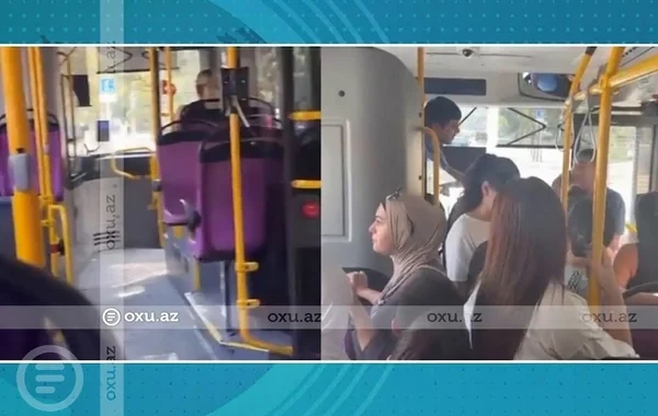 Bakıda avtobusda gərgin anlar: Sürücü sərnişinləri düşürüb - Səbəb - VİDEO