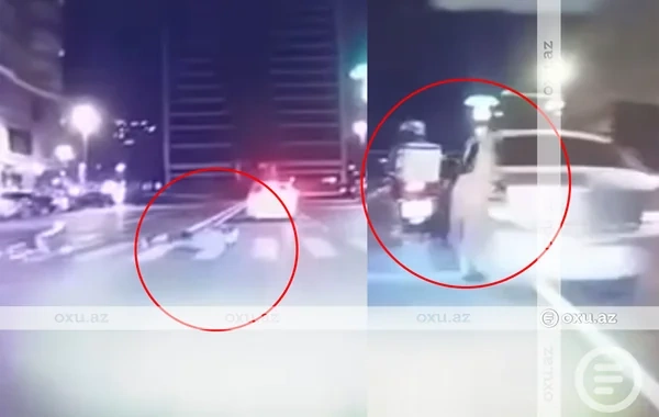 Bakıda minik avtomobili motosikletçini vurdu - ANBAAN GÖRÜNTÜLƏR