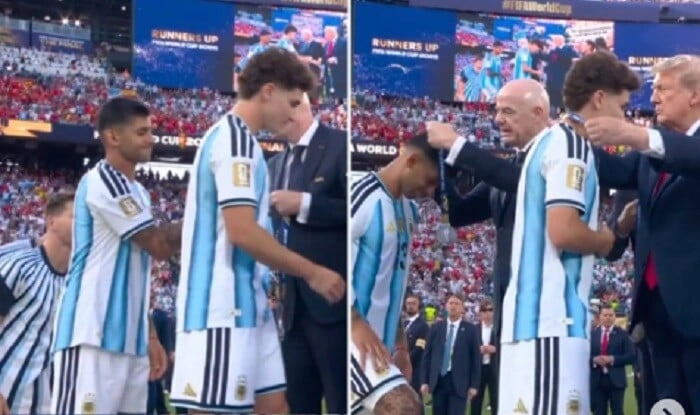 Argentinalı müdafiəçi Trampın əlini sıxmadı - Video