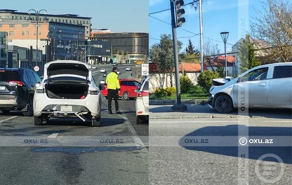 Bakıda iki avtomobil TOQQUŞUB - FOTO