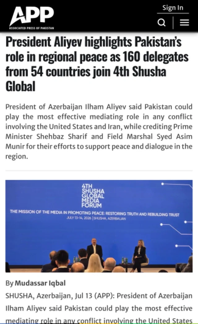 İlham Əliyevin IV Şuşa Qlobal Media Forumundakı çıxışı Pakistan və Avropa mediasının diqqət mərkəzində olub - FOTO