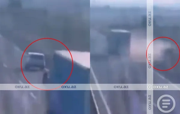 Bakı-Qazax yolunda yük avtomobilinin törətdiyi dəhşətli qəzanın ANBAAN GÖRÜNTÜLƏRİ