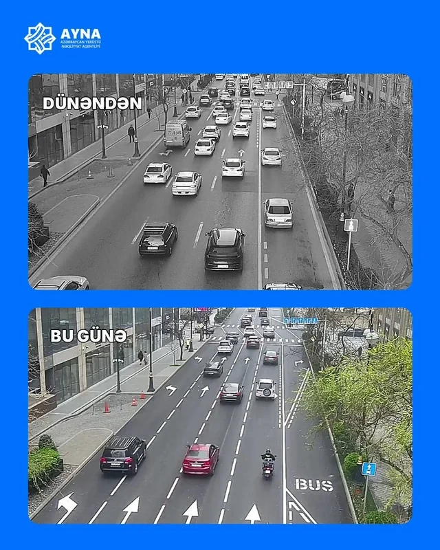 Sürücülərin NƏZƏRİNƏ: Üzeyir Hacıbəyov küçəsində HƏRƏKƏTİN TƏŞKİLİ DƏYİŞDİ - FOTO