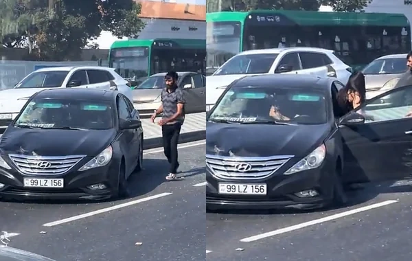 Bakıda qəza: "Hyundai" əks yola düşdü - VİDEO
