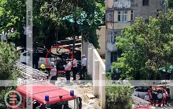 "8-ci km" bazarında avtomobil yandı - VİDEO