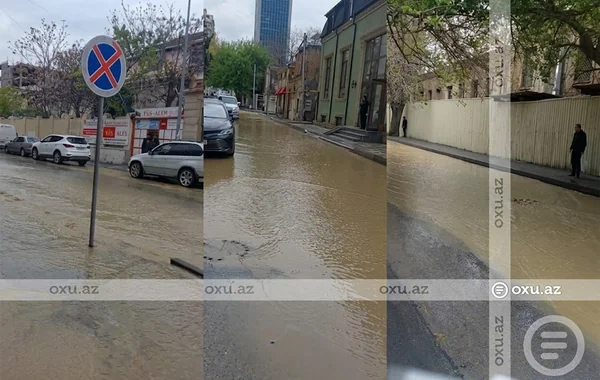 Bakıda boru partladı, küçələr sudan keçilməz oldu - VİDEO