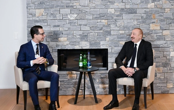 İlham Əliyev Davosda "Carlsberg Group" şirkətinin baş icraçı direktoru ilə görüşüb