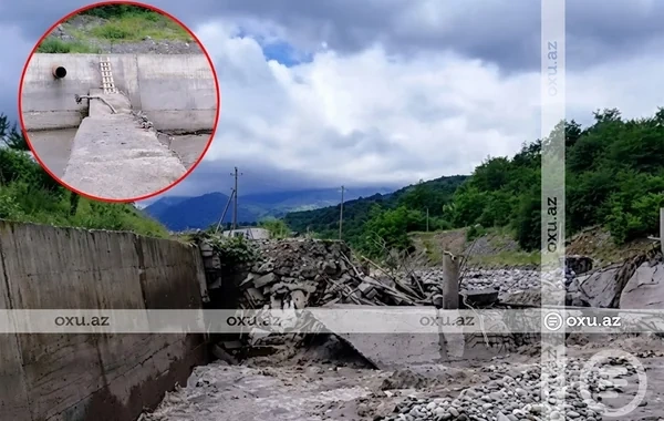 Qubada sel suları körpünü yararsız hala salıb: Sakinlər təhlükə ilə üz-üzə - VİDEO