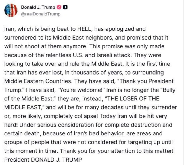 Donald Trampdan anons: "Bu gün İrana çox güclü zərbələr endiriləcək" - FOTO