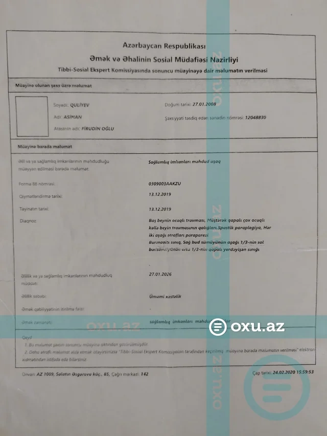 Qəzada ağır xəsarət alan gəncin əlillik müavinətinin dayandırılmasına AYDINLIQ GƏTİRİLİB - FOTO - VİDEO