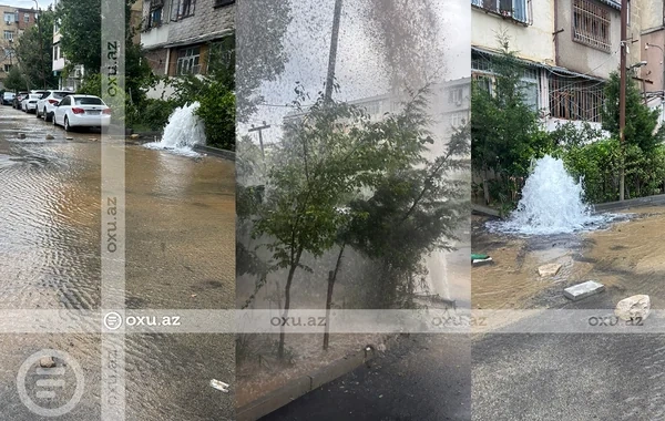 Bakıda boru partladı, küçəni su basdı - VİDEO - FOTO