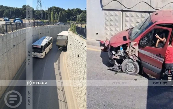 Zabratda sərnişin avtobusu yük maşını ilə toqquşub - FOTO