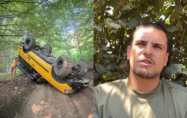 Tanınmış bloqer qəzaya düşdü, avtomobili aşdı - VİDEO