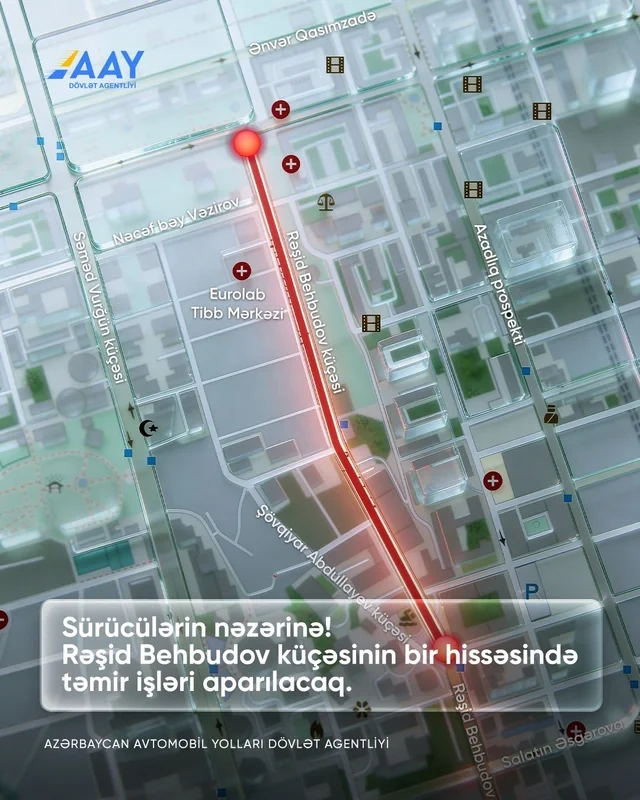 Bakının mərkəzi küçələrindən biri BAĞLANIR - FOTO