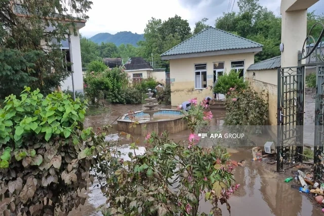 Qəbələdə sel: Bəzi həyətləri su basdı - FOTO