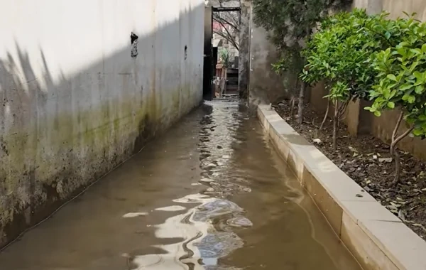 Sabunçuda evləri, həyətləri kanalizasiya suyu basıb - VİDEO