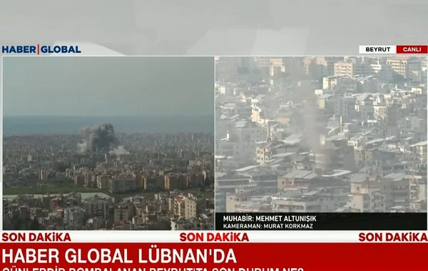 "Haber Global"ın canlı yayımı zamanı Beyrutda partlayış baş verib - VİDEO