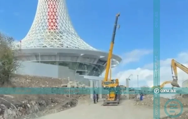 Xankəndidə müasir teleqüllə ucaldılır - Yeni görüntülər