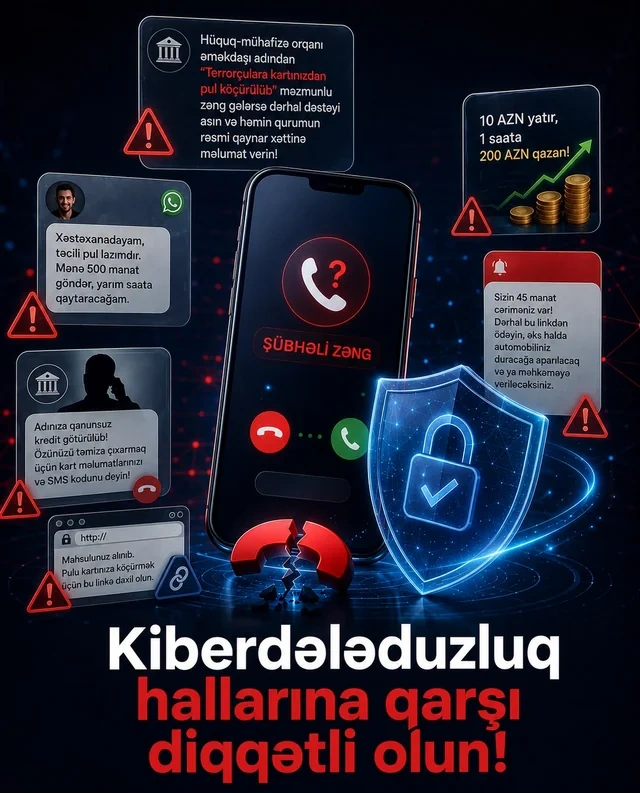 Kiberdələduzluq hallarının kəskin artması ilə bağlı əhaliyə müraciət - FOTO