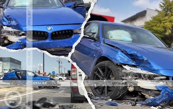 Babək prospektində BMW bordürün üzərinə çıxdı - Video